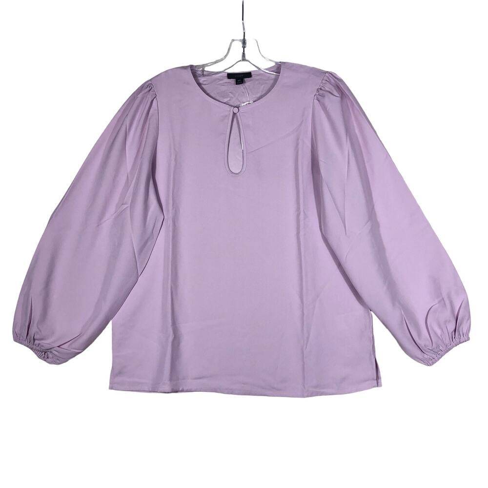 J Crew Purple Puff Sleeve Keyhole Neckline Crepe Top Blouse BL712 Medium Tall